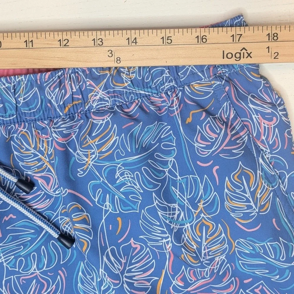 Peter Millar Seaside Swim Trunks Mens XL Blue Tropical Leaf Print 7